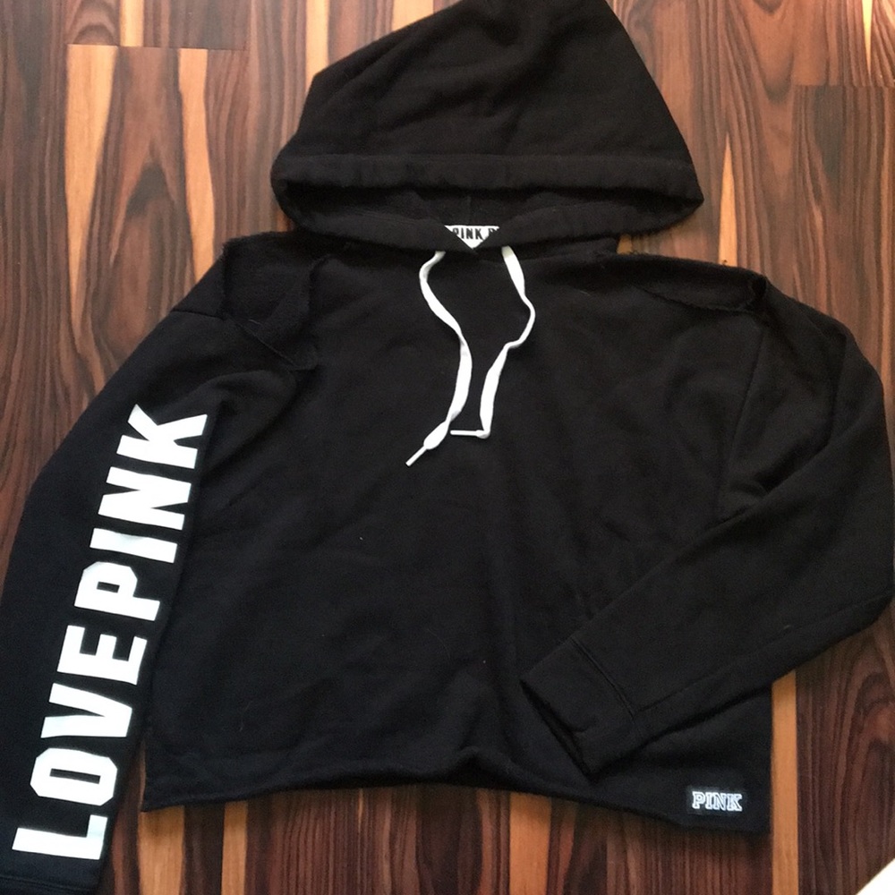 NWOT open shoulder crop VS Pink hoodie